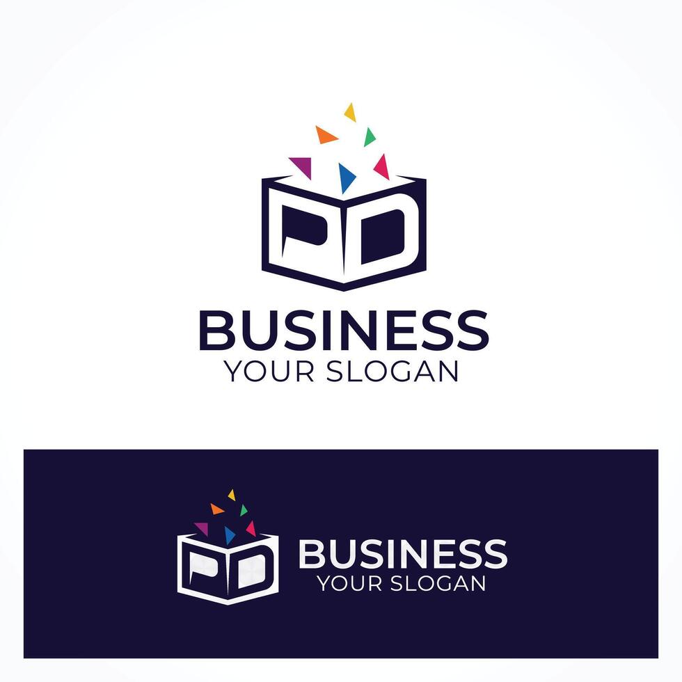 Creative letter P D pixel Box Logo Design vector