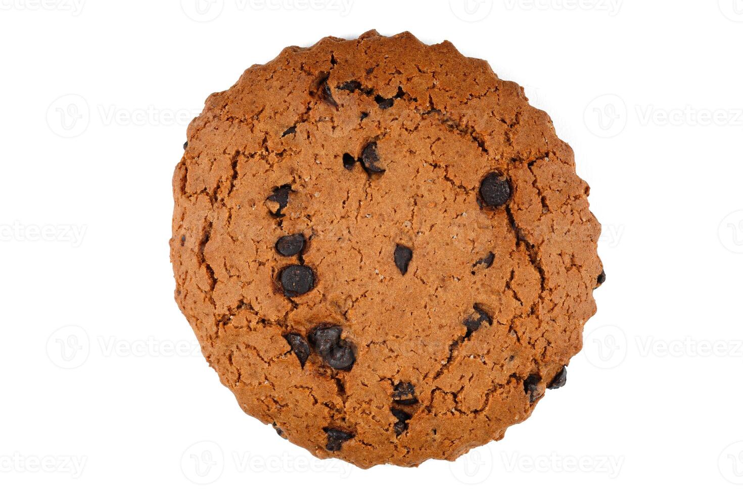 Oatmeal cookies with chocolate pieces on white isolate photo
