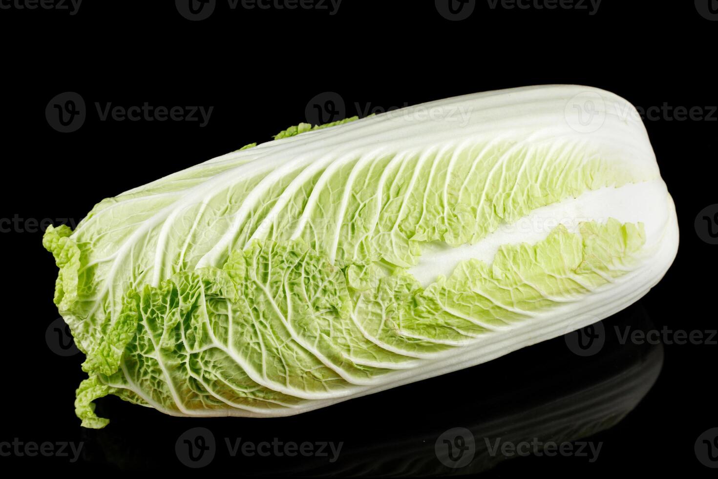 Beijing cabbage close-up isolate on black photo