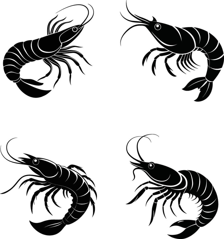 Shrimp prawn icons set Collection illustration vector