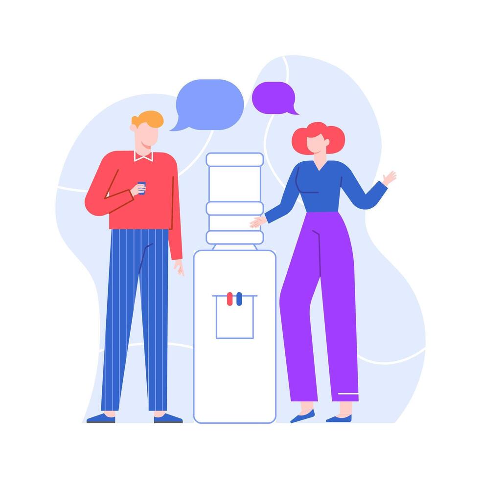 People near water cooler specking and communicate vector