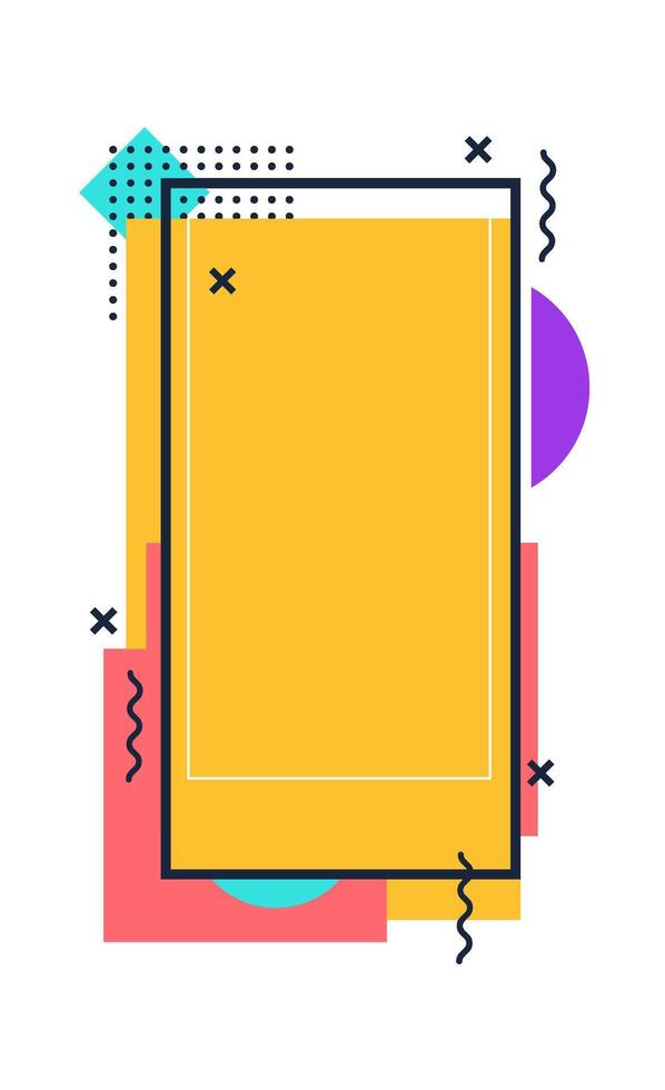 Template colored frame for social media, memphis design vector