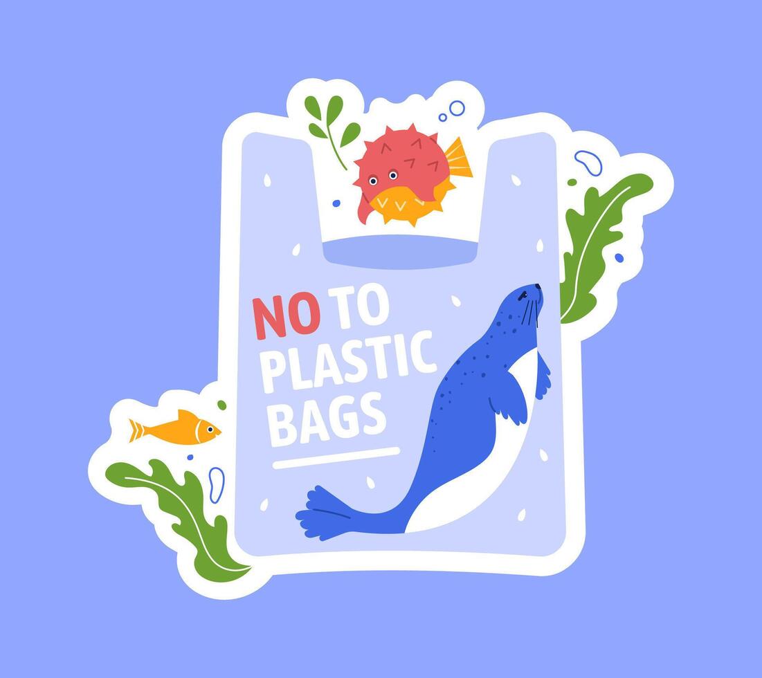 No plastic bag in sea and ocean vector