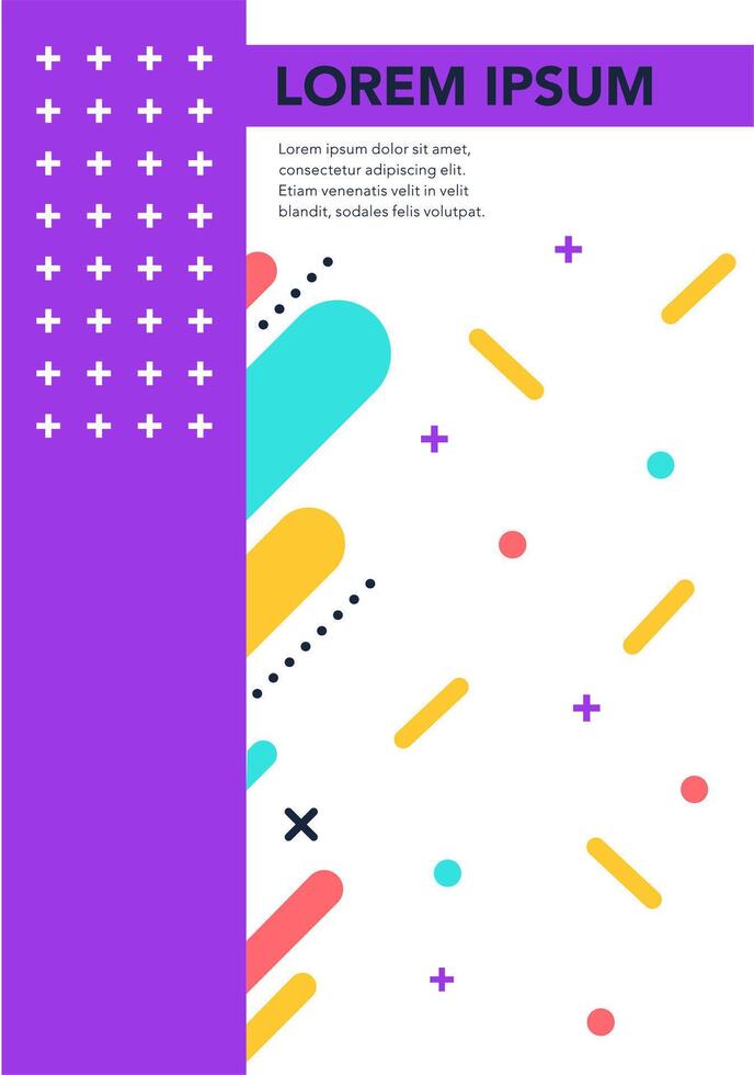 Cross and stroke, dot elements memphis, social pattern vector