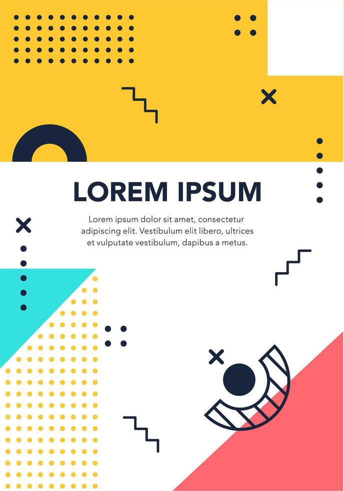 Dotted and figure memphis form, geometric artistic story vector