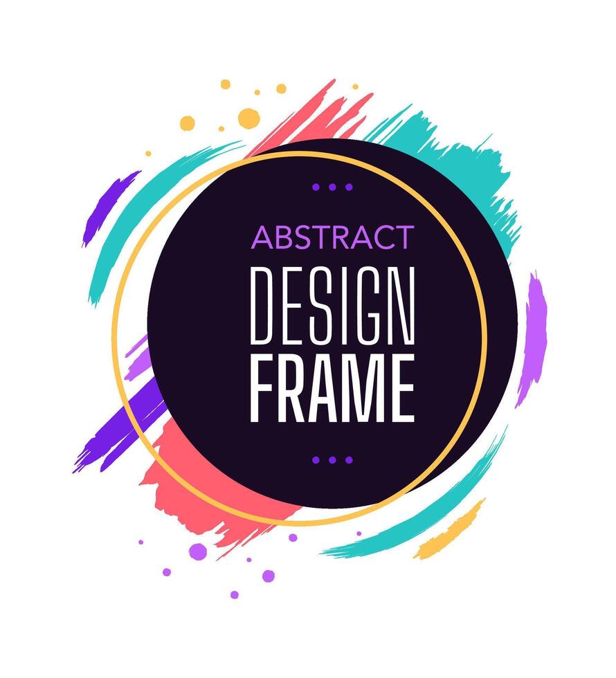 Abstract design frame round with watercolor vibrant vector