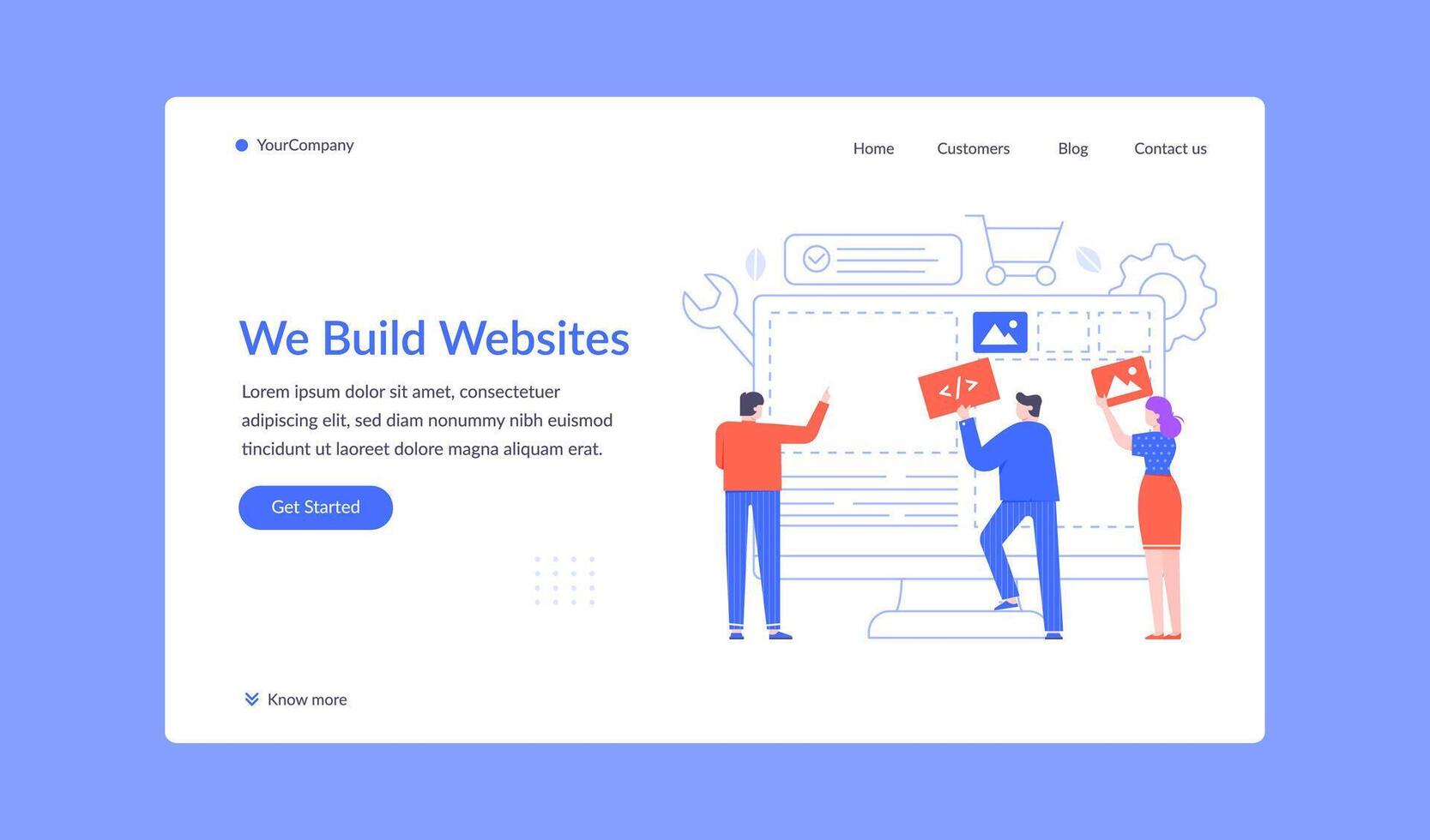 Team build website, create landing web page vector