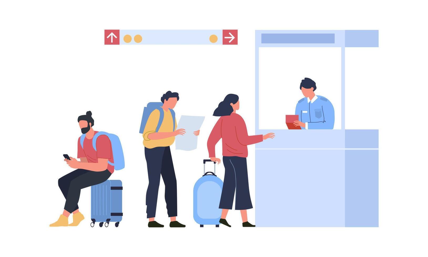 Queue for passport control, concept travel and vacation vector