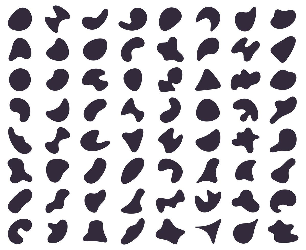 Abstract shapes. Random blob shapes, liquid ink blotch elements isolated illustration set. Blobs random shapes silhouette vector