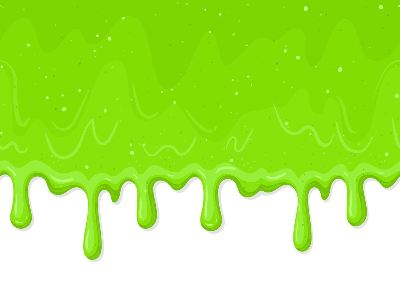 Cartoon green dripping background. Spooky halloween alien slime blobs, dripping toxic slime background illustration. Green cartoon slime splatter vector