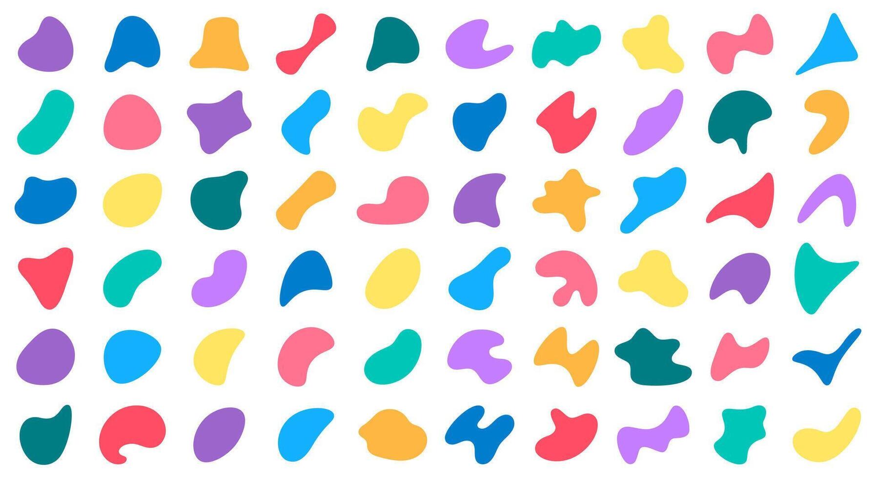 Random blobs. Abstract blob shapes, liquid paint blobs, spreading fluid ink blotch elements isolated illustration set. Blotch minimal abstract shapes vector