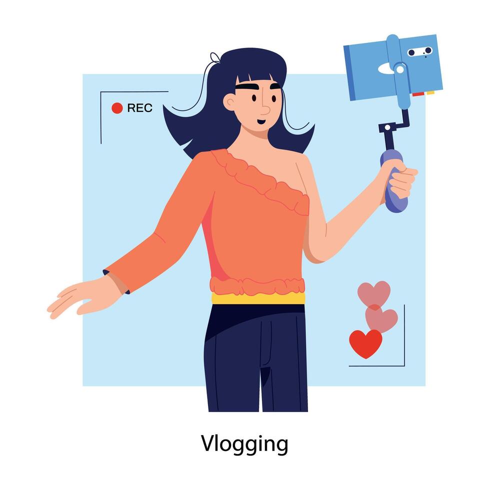 Trendy Vlogging Concepts vector