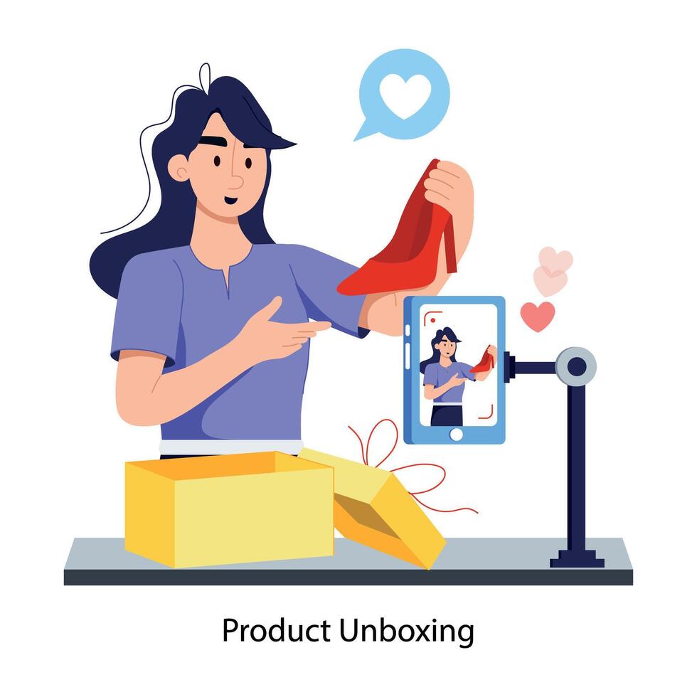 Trendy Product Unboxing vector