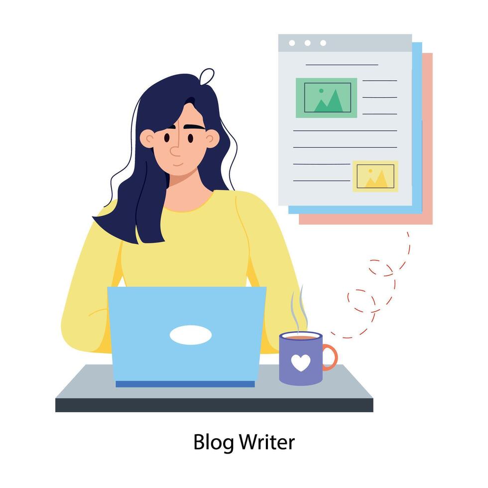 Trendy Blog Writer vector
