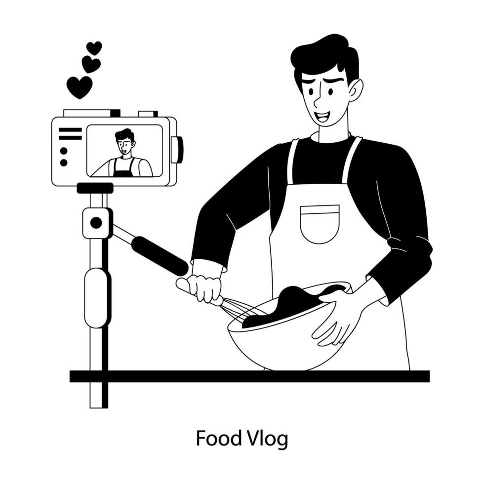 Trendy Food Vlog vector