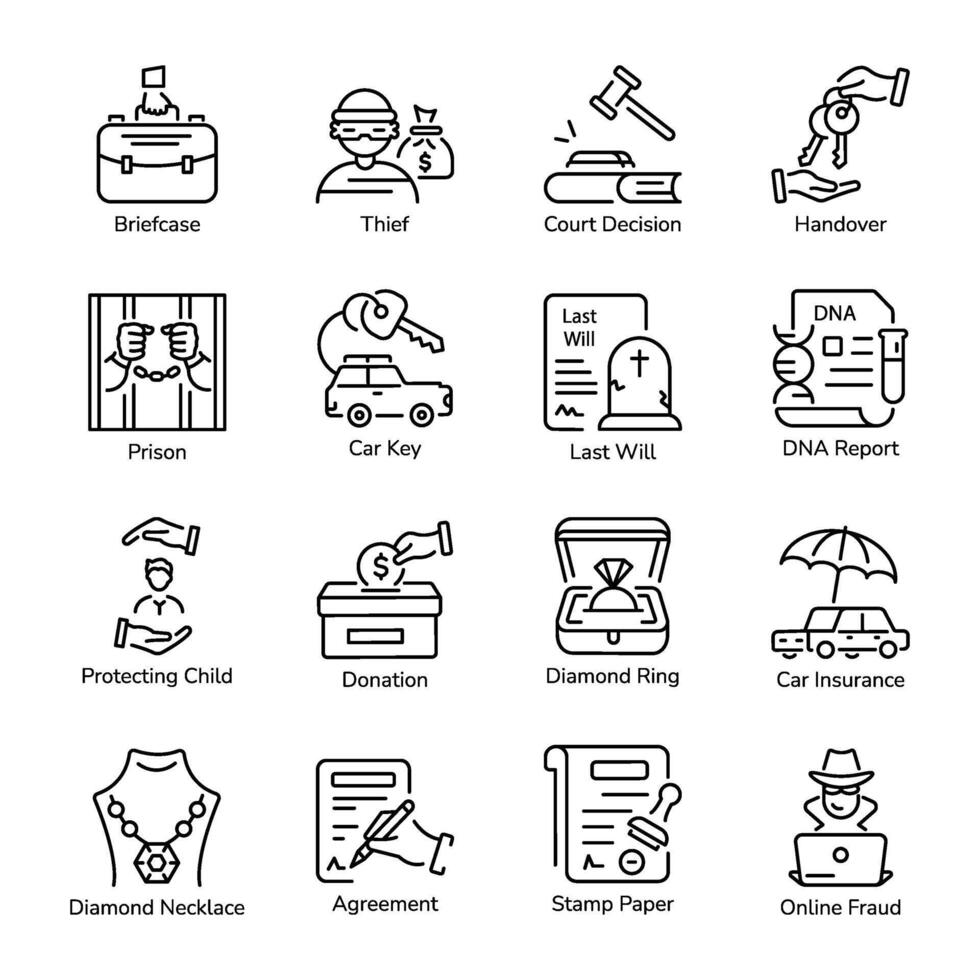 Handy Collection of Legacy Planning Linear Icons vector