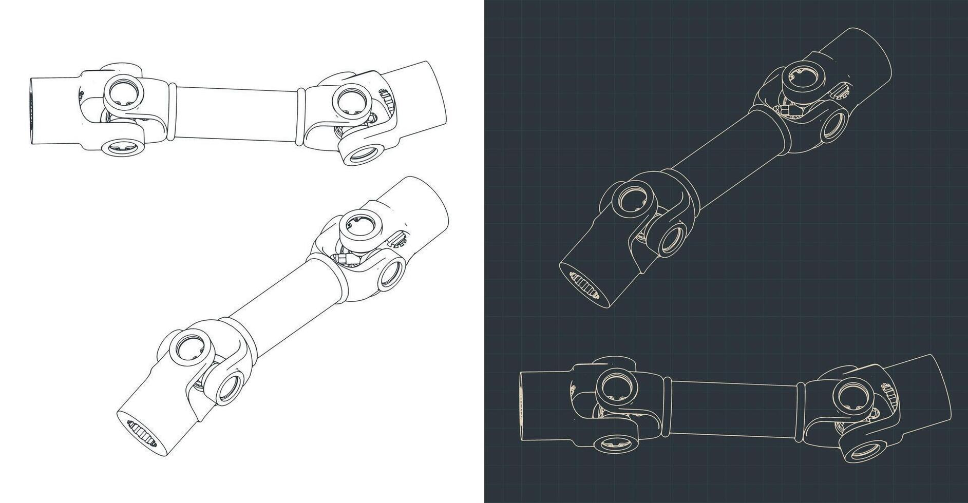 Universal joint drawings vector