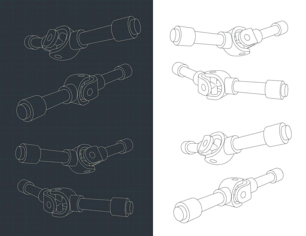 Universal joint blueprints vector