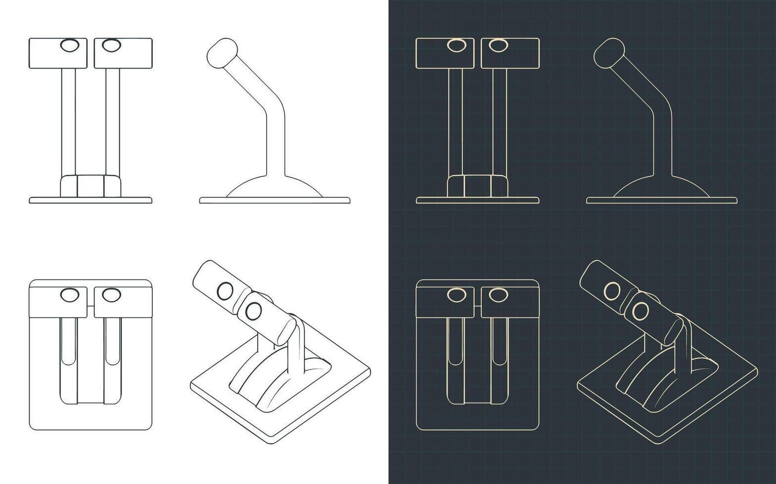 Boat engine control blueprints illustrations vector