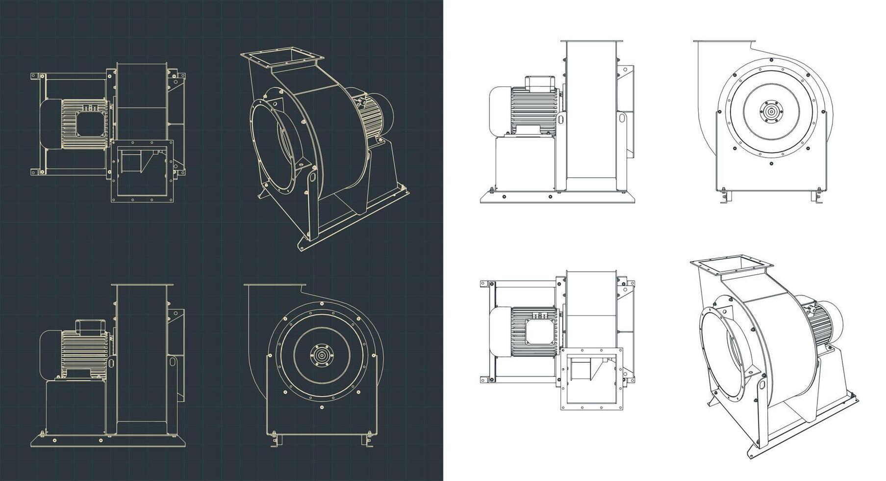 Centrifuge air blower blueprints vector