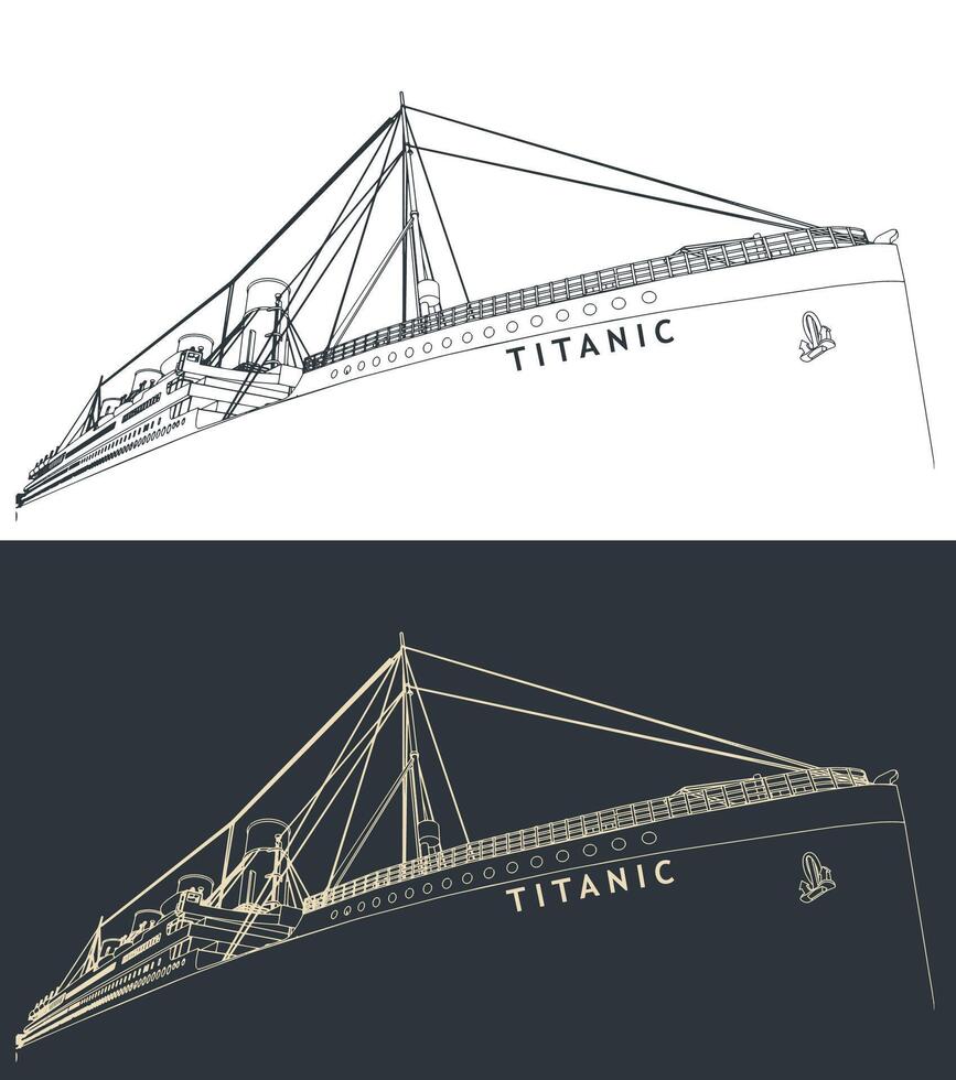Titanic close-up sketches vector