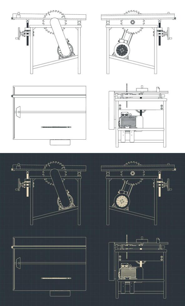 Table saw blueprints vector