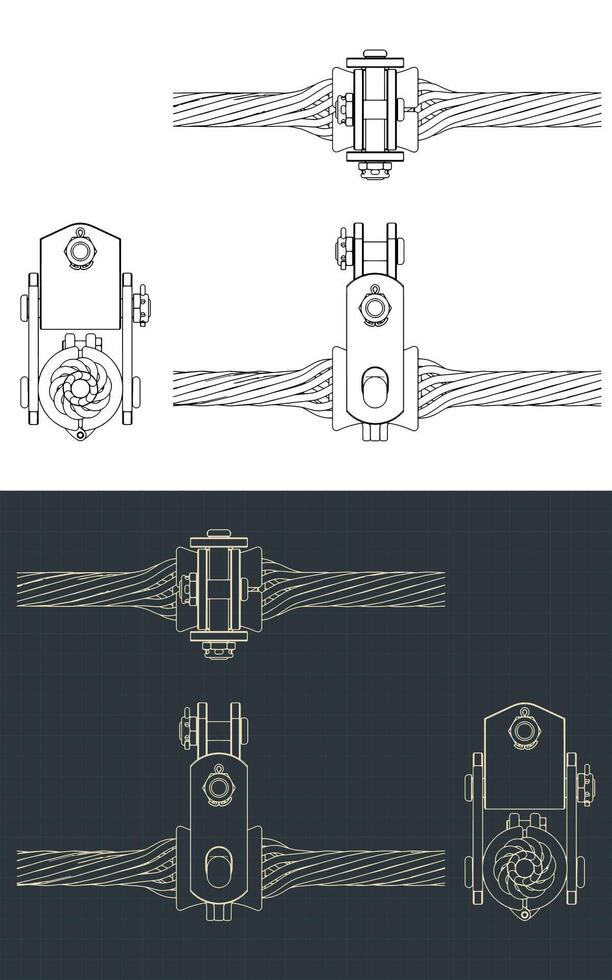 OPGW Suspension clamp blueprints vector