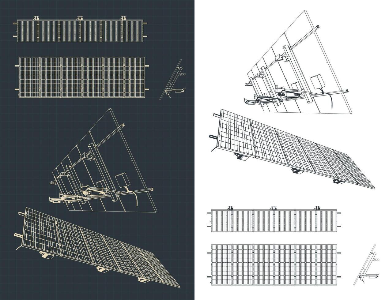 Solar panel with fasteners blueprints vector
