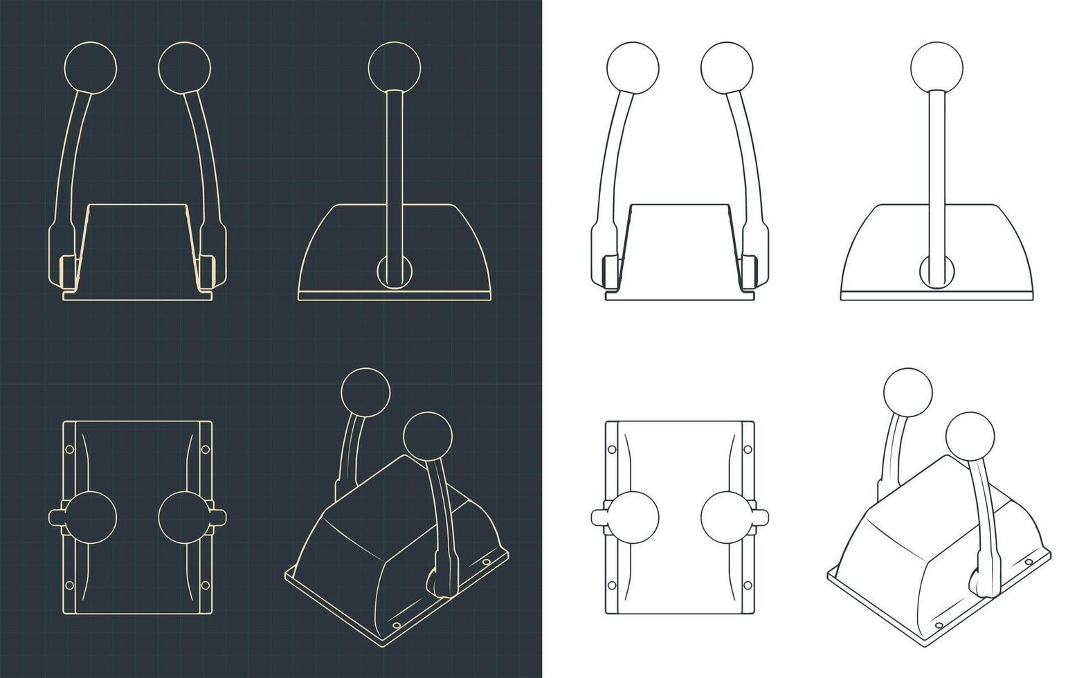 Boat engine control blueprints vector