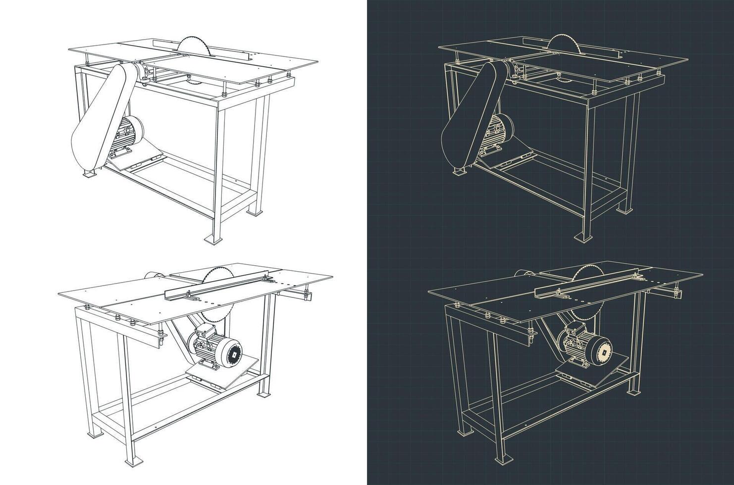 Table saw sketches vector
