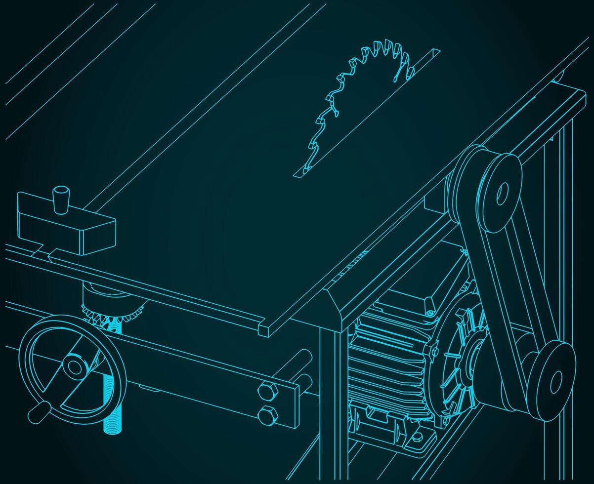 Professional table saw closeup vector