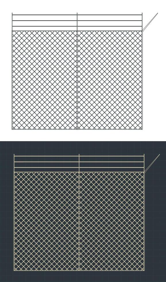 Wire Mesh Fence Blueprints vector