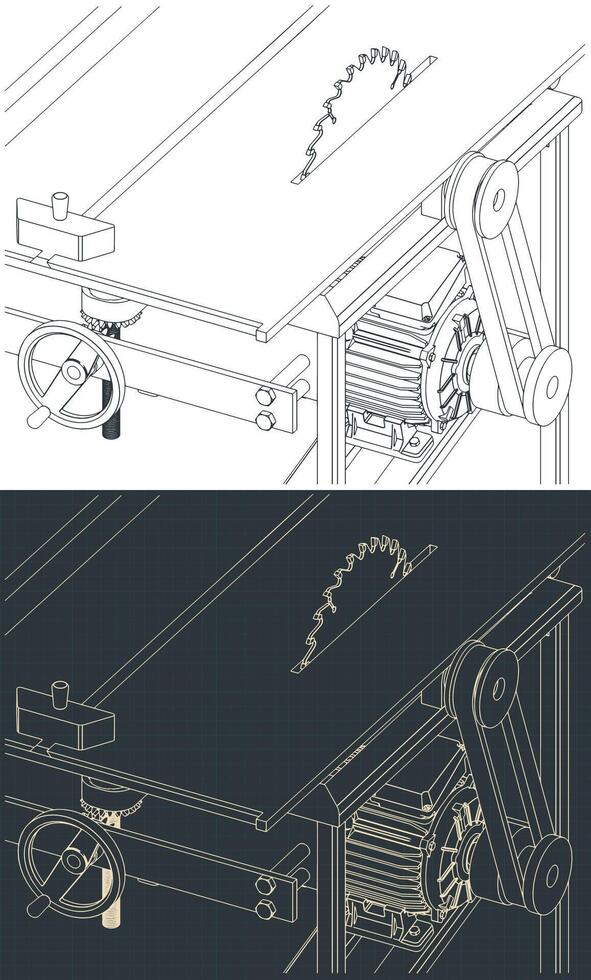 Professional table saw close-up vector
