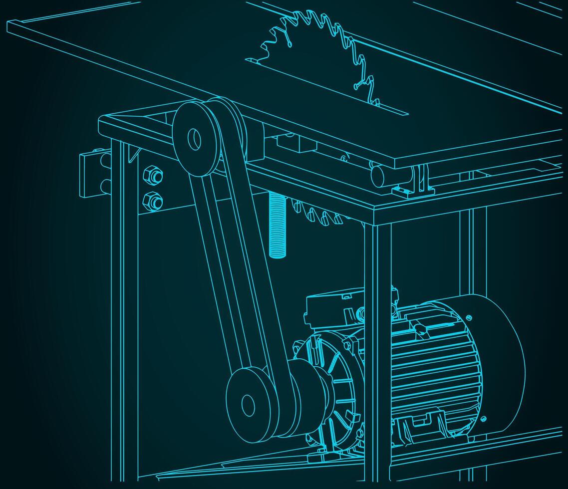 Table saw closeup vector