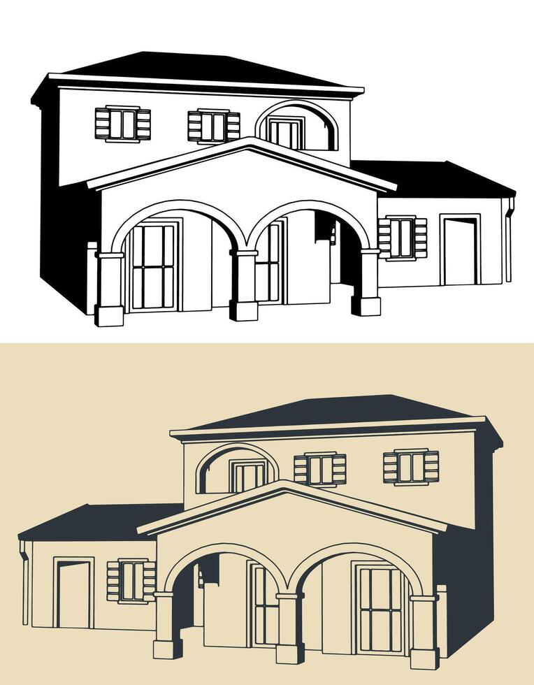 Mediterranean style manor vector