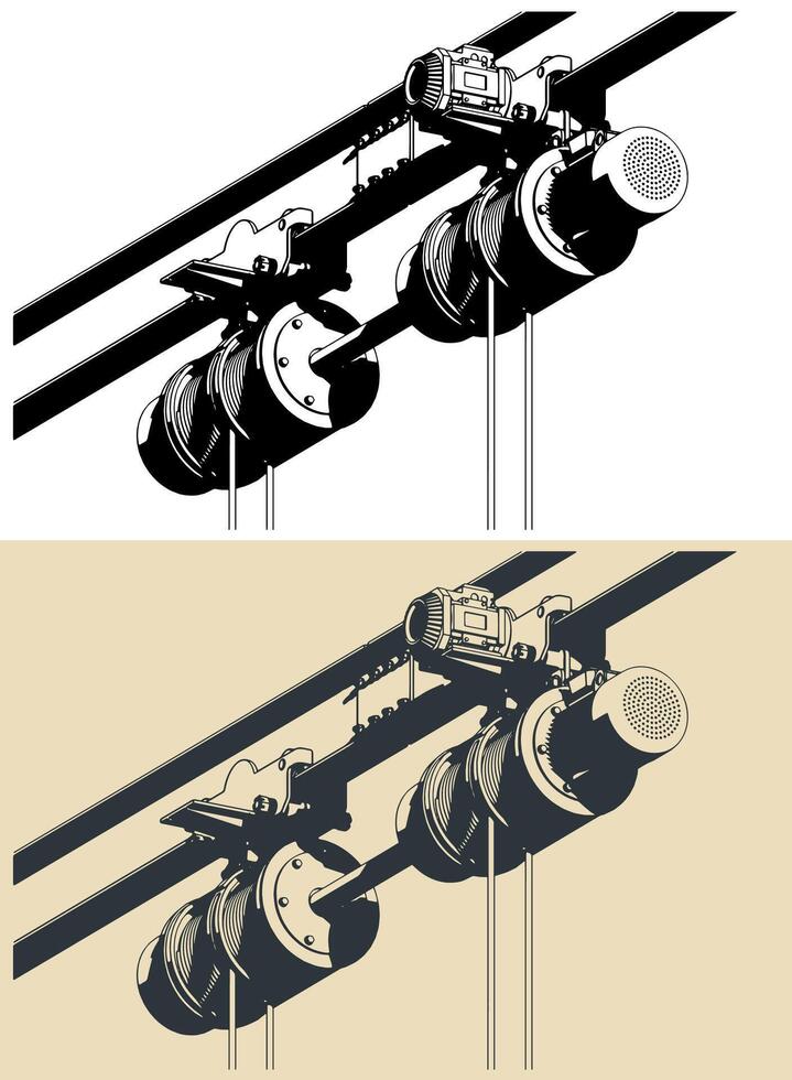 Hoist and winches for installation cradle vector