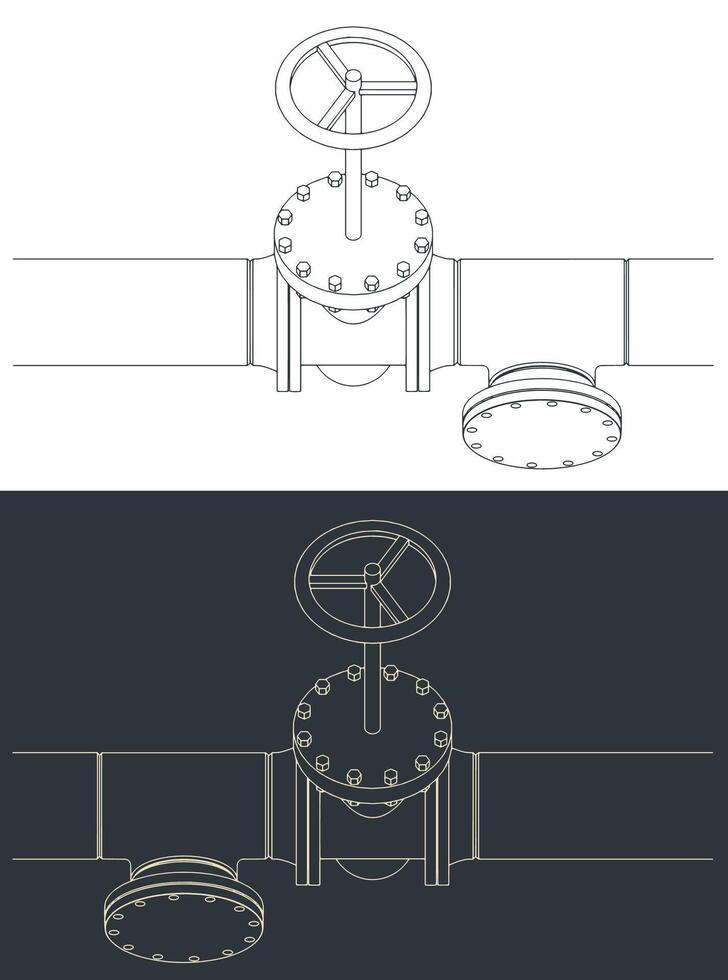 Pipes and valves sketches vector