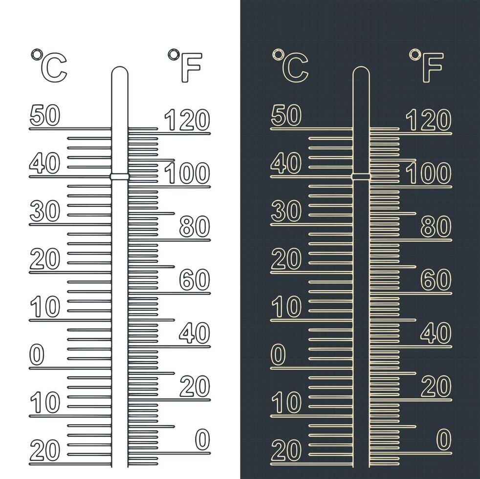 Thermometer blueprint illustrations vector