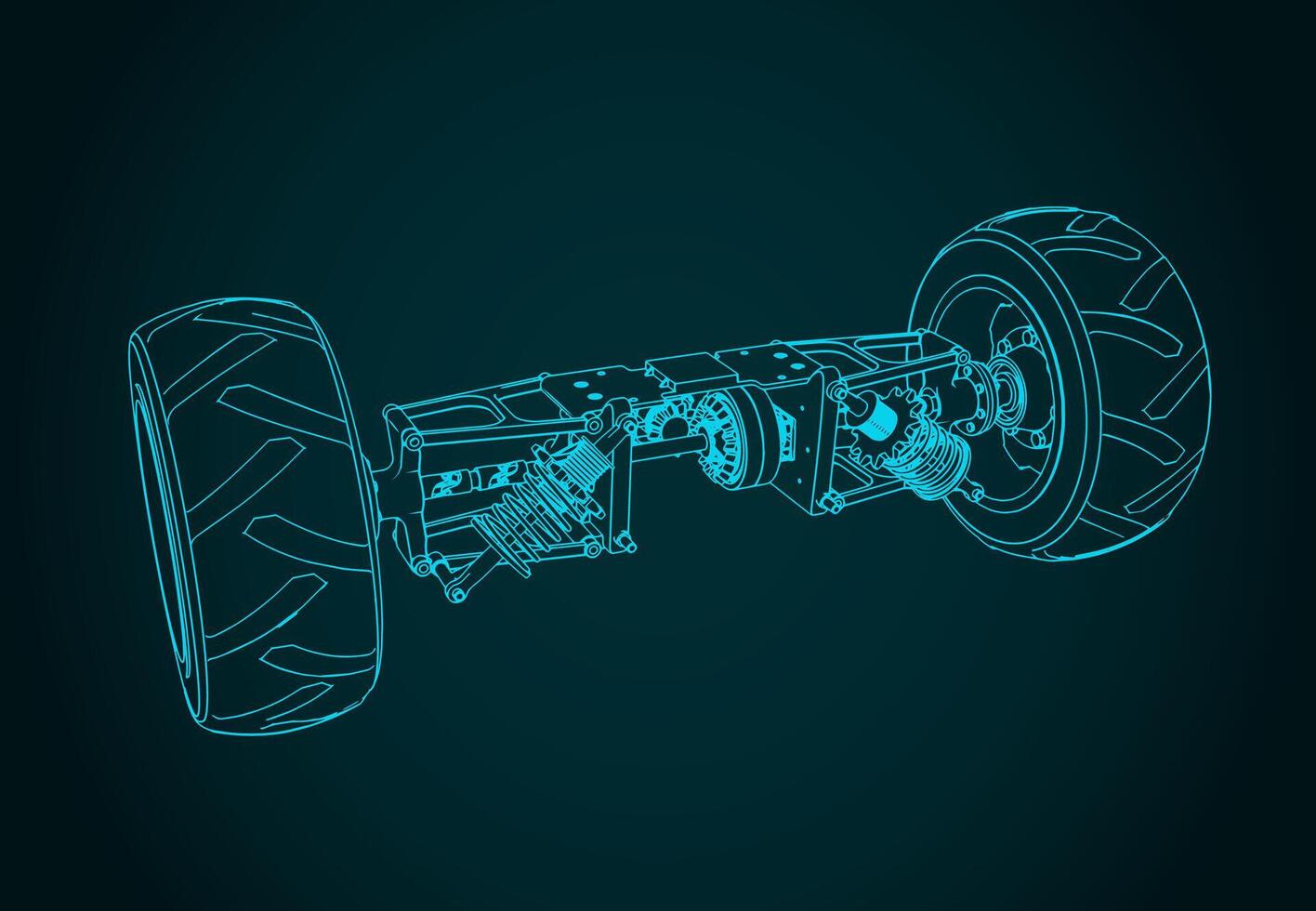 Car rear axle blueprint vector