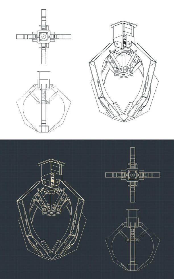 Jaw gripper drawings vector