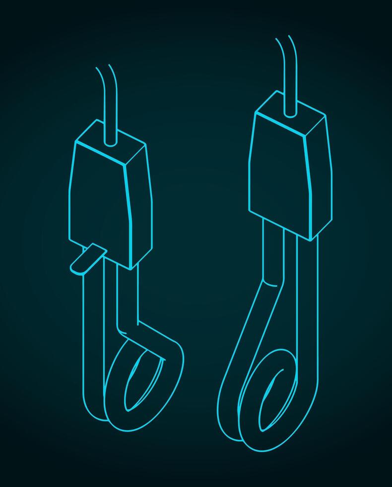 Portable water heater isometric blueprint vector