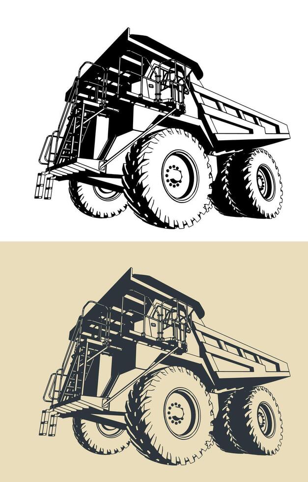 Huge mining dump truck vector