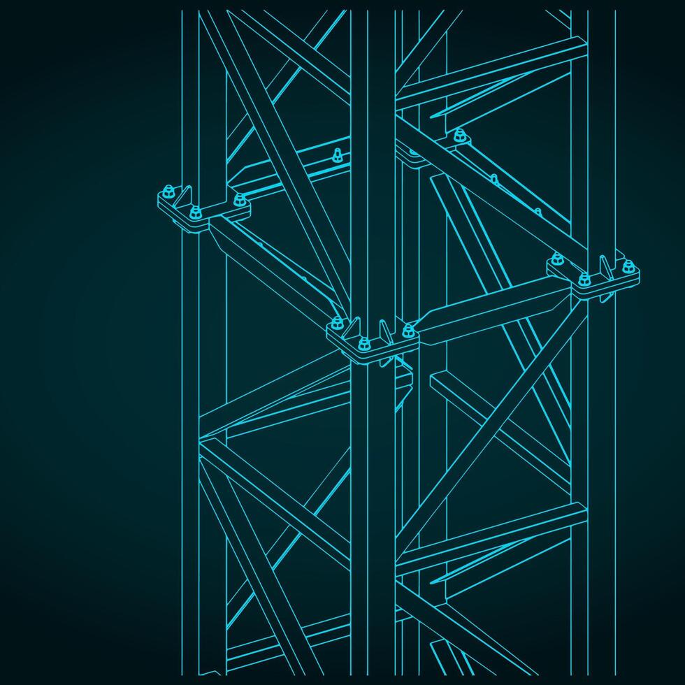 Steel metal frame close up vector