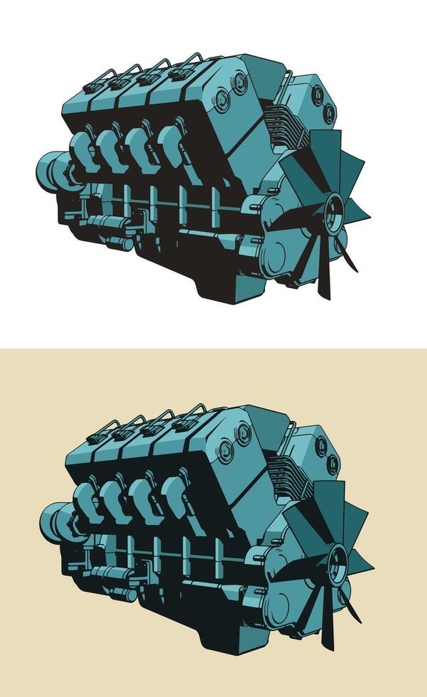 Turbo diesel engine vector