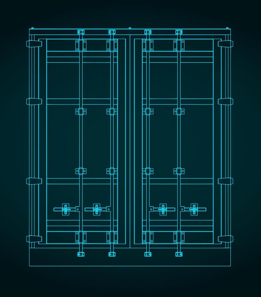 Cargo container blueprint vector