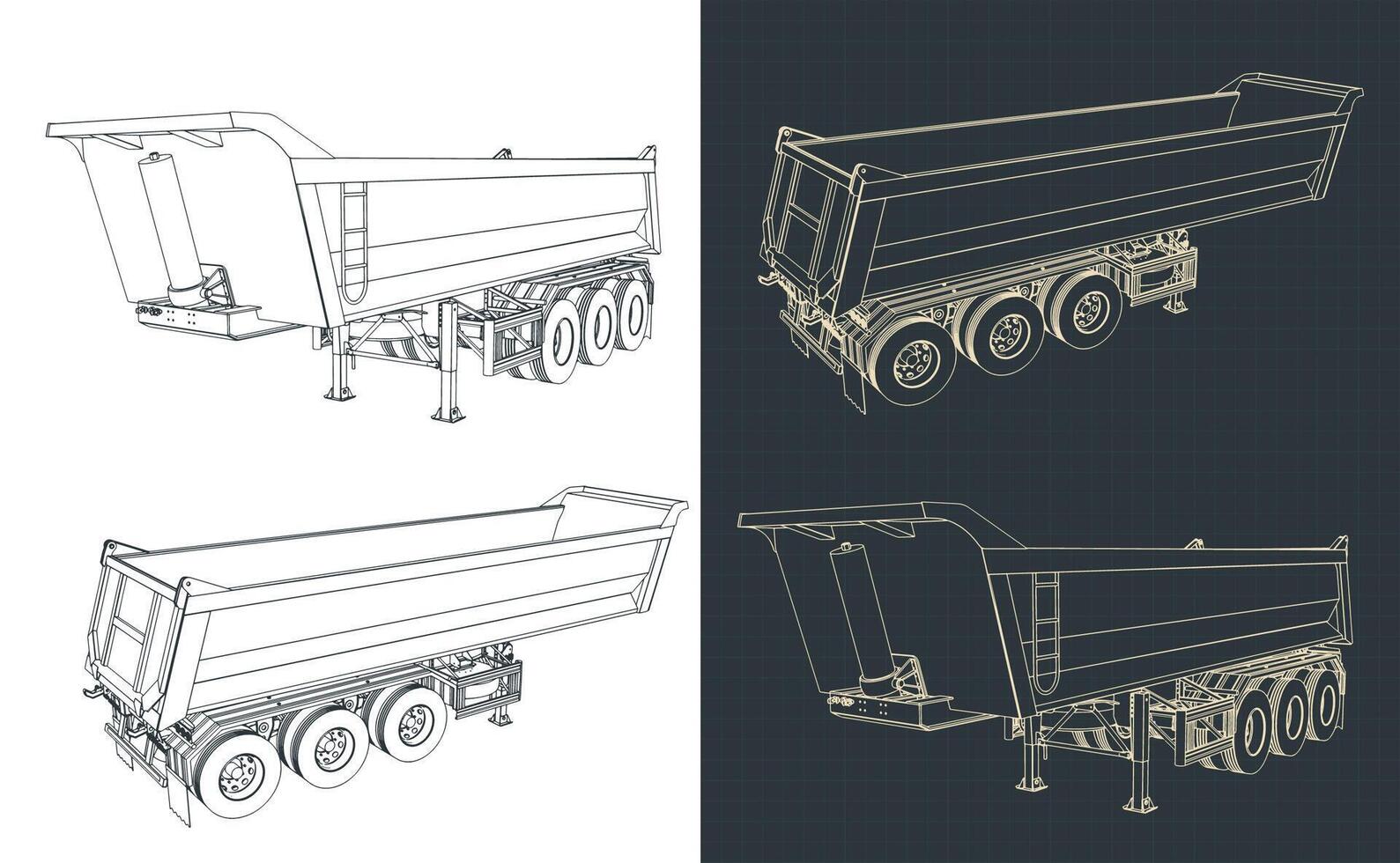 Tipper semi trailer illustrations vector