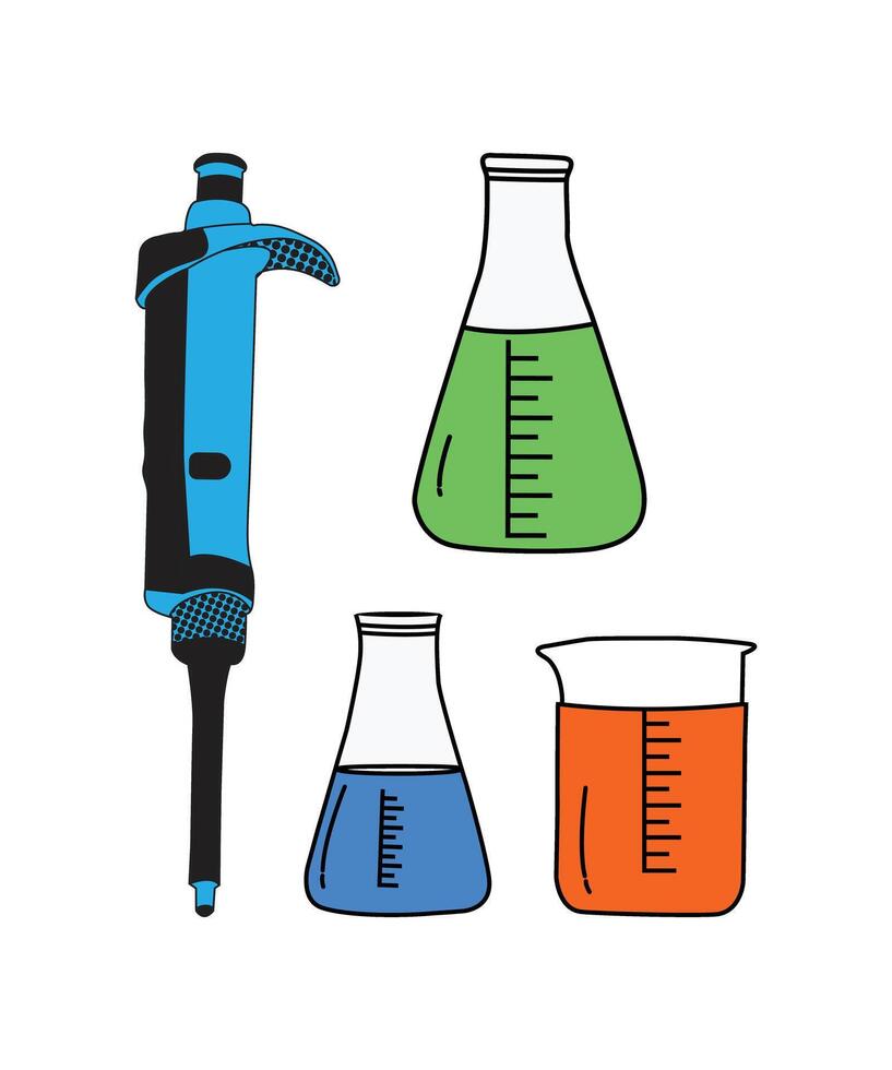 Biochemistry science erlenmeyer flask illustration design vector