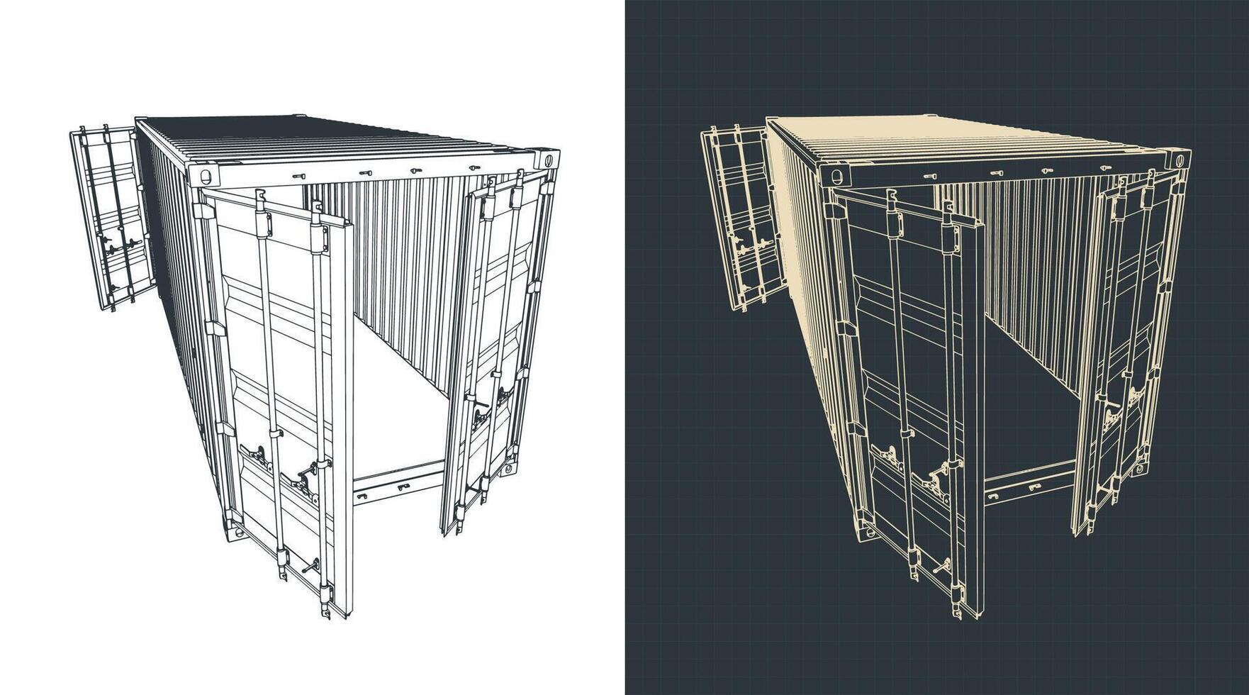Cargo container sketches vector