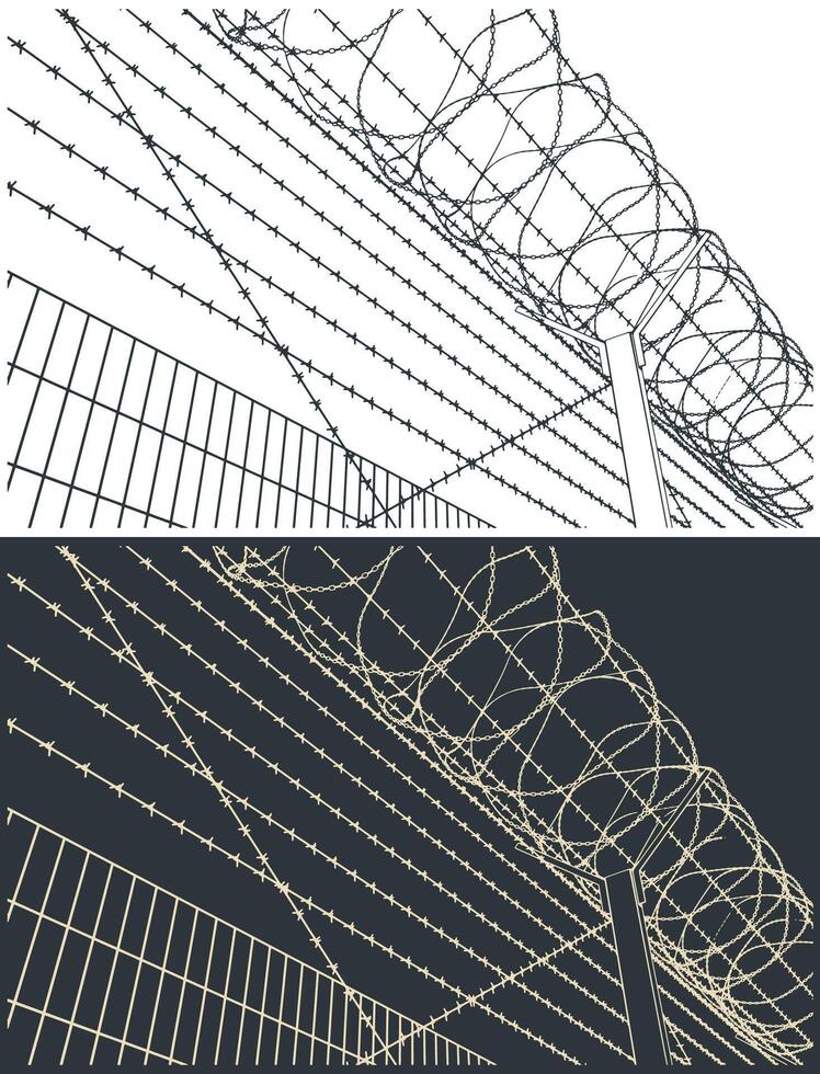 Barbed wire and razor tape illustration vector