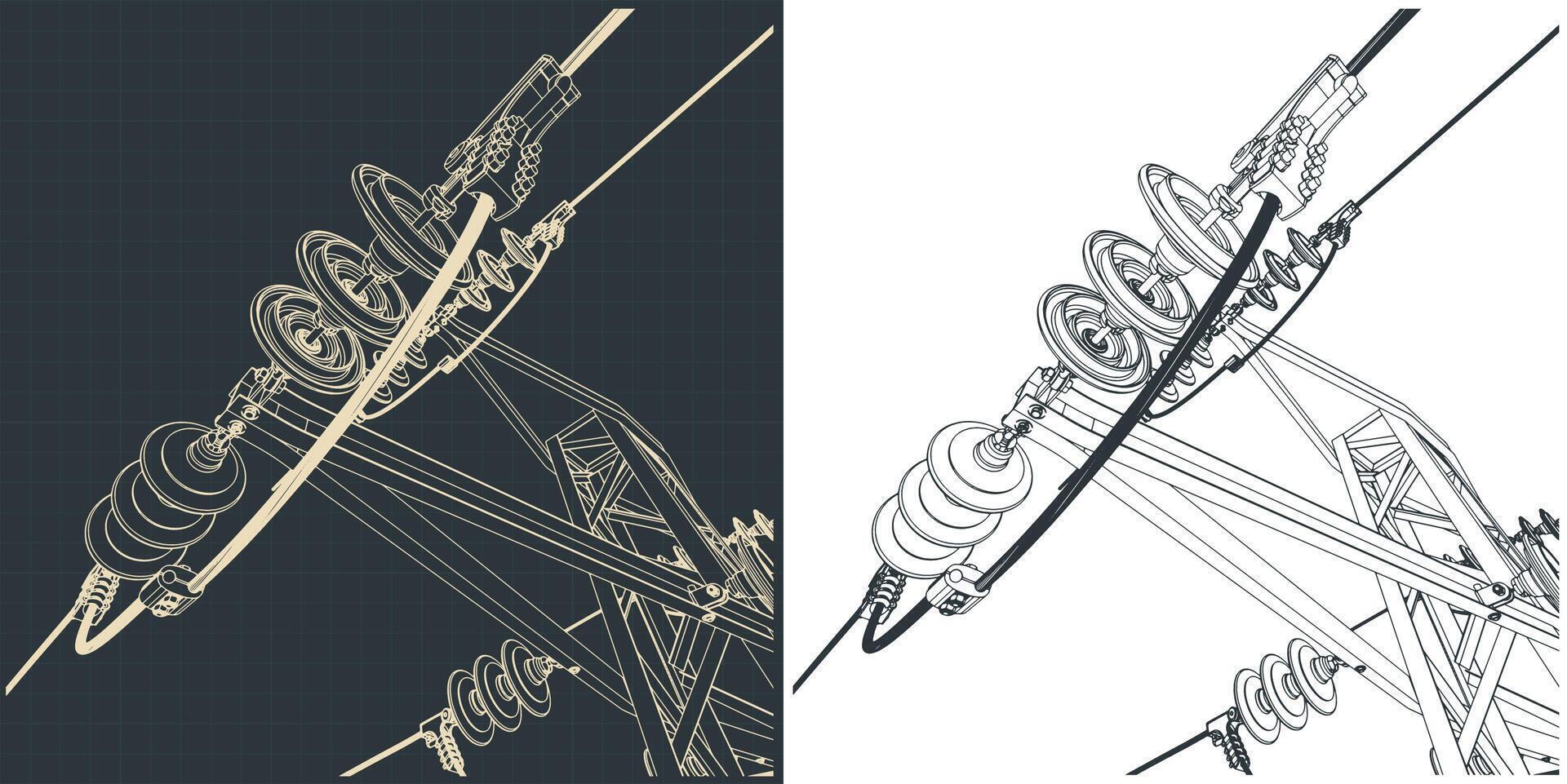 High voltage line close up vector